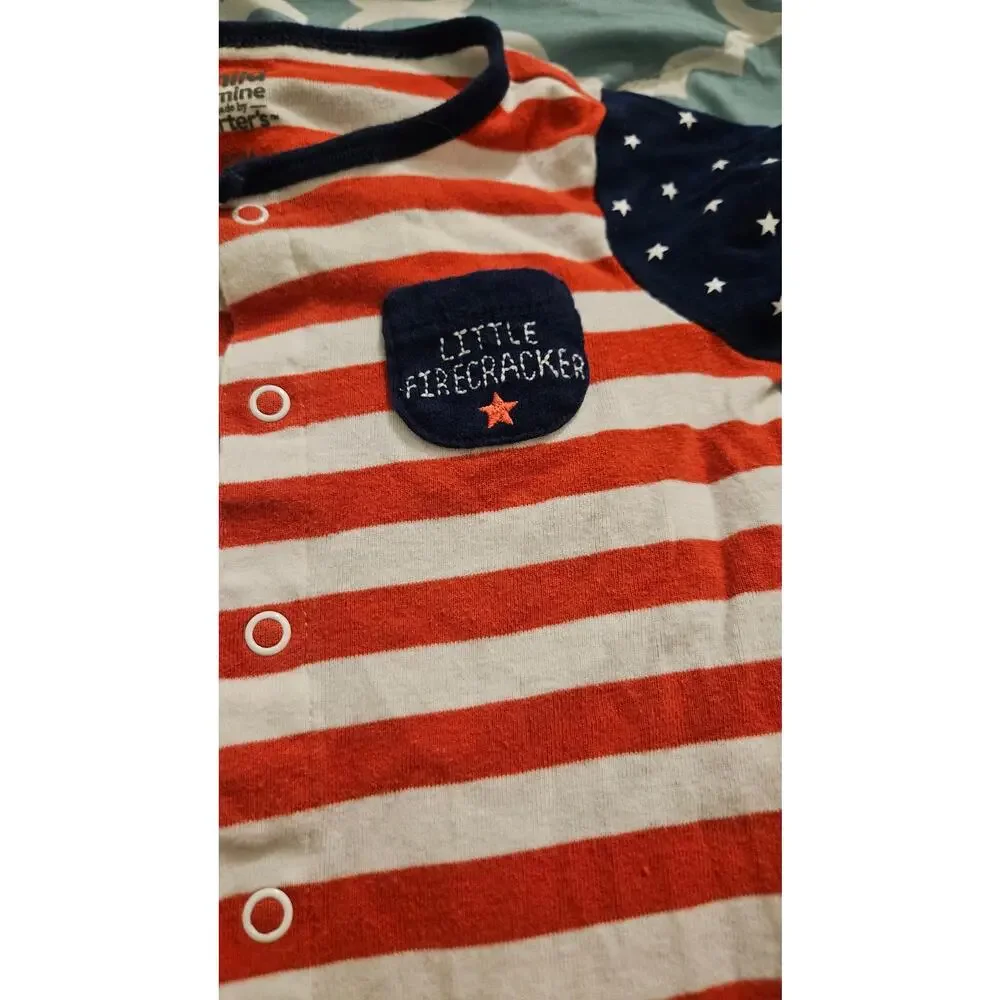 Carter’s Little Firecracker Baby Romper 12M Red White Blue Patriotic One Piece